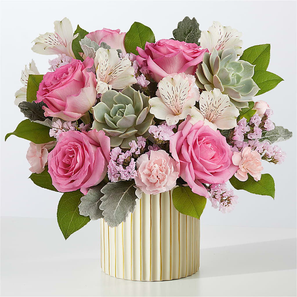Dusty Rose Bouquet with Ivory Vase – The Rusty Willow, Grove OK