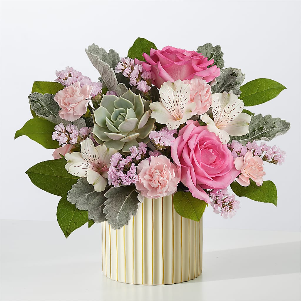 Dusty Rose Bouquet with Ivory Vase – The Rusty Willow, Grove OK