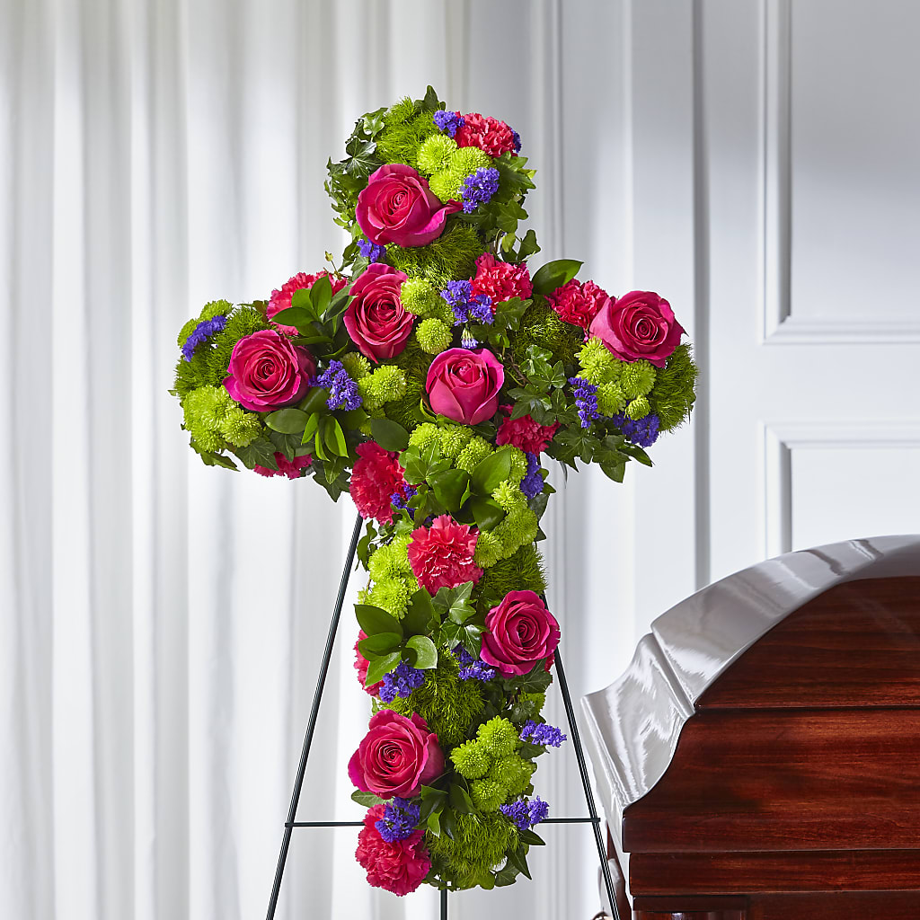 Tribute Rose Floral Cross – The Rusty Willow, Grove OK