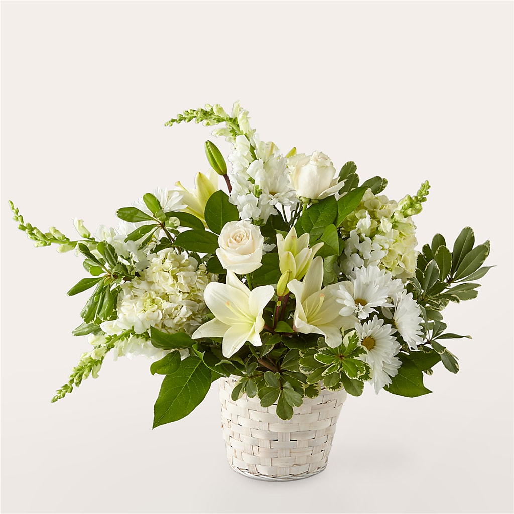 Ivory Elegance Floral Basket – The Rusty Willow, Grove OK