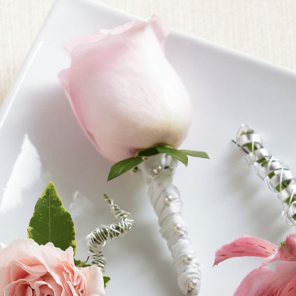Pink Rose Boutonniere –  The Rusty Willow, Grove OK