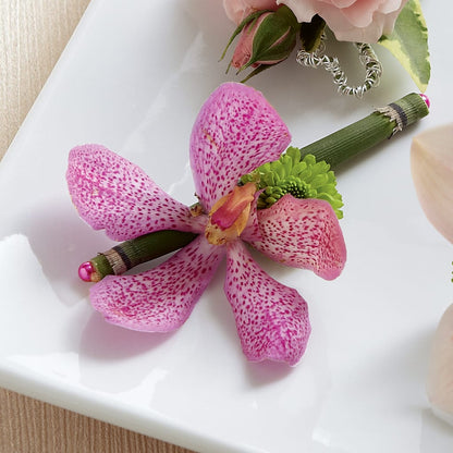 Pink Mokara Boutonniere –  The Rusty Willow, Grove OK